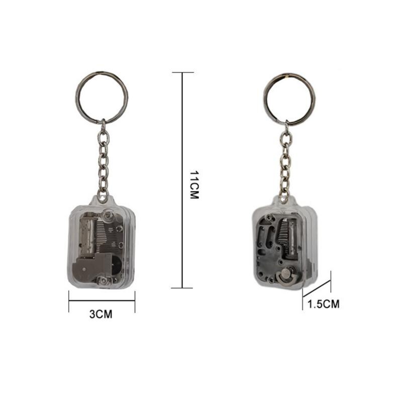 1PC Mini Music Box KeyChain Multi-function Square Collectible Acrylic Music Box Crafts Movement Birthday
