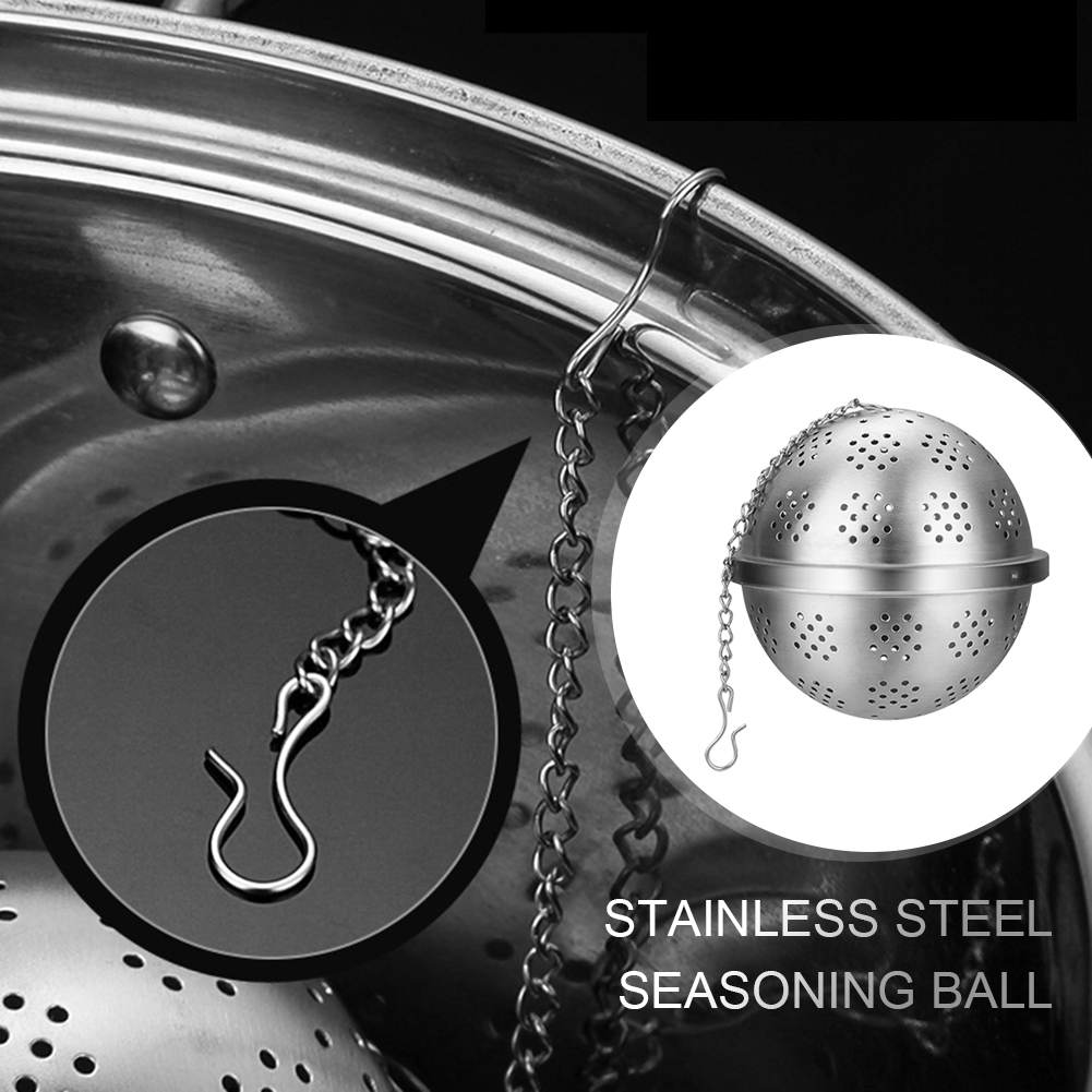 1pc- ball teinfuser nettfilter sølv rustfritt stål kule tekoker sil tefilter låsynge hjem kjøkkenverktøy s/m/l