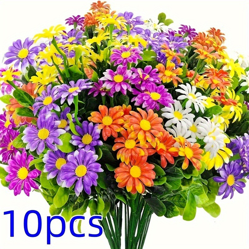 Flores Artificiais, Resistente UV, Plantas Plásticas Rápidas Coloridas, Casa, Casamento, Janelas, Decoração ao ar livre, DIY, 33cm
