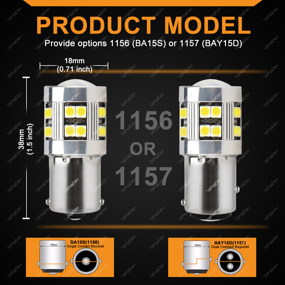 2/4 Uds CANBUS 1156 BA15S 1157 BAY15D bombilla LED 12V 3030-24SMD 6500K blanco amarillo rojo freno trasero de coche luces de señal de giro de estacionamiento