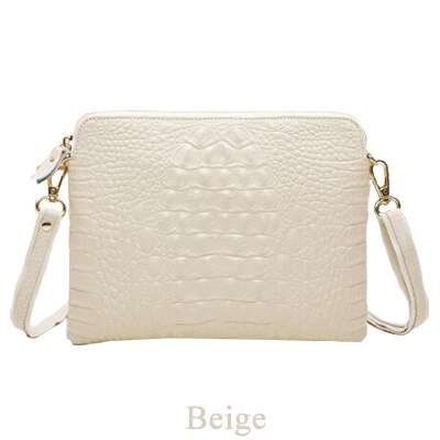 Genuine PU Women Clutch Vintage Crocodile Pattern Shoulder Bags Evening PartyCross-body bag with one shoulde Messenger Bags: Beige