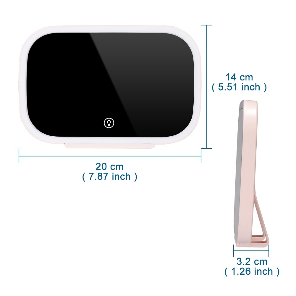 Car Sun Visor Mirror with LED Lights Makeup Sun-Shading Cosmetic Touch Screen Mirror Adjustable Vanity Mirror Clip on Automobile