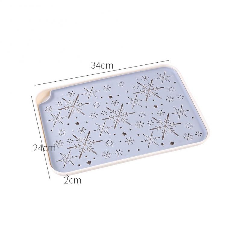 Double Tray Water Cup Plastic Drainage Tray Household Living Room Rectangular Tea Tray Fruit Tray Drainage Basket: L grey