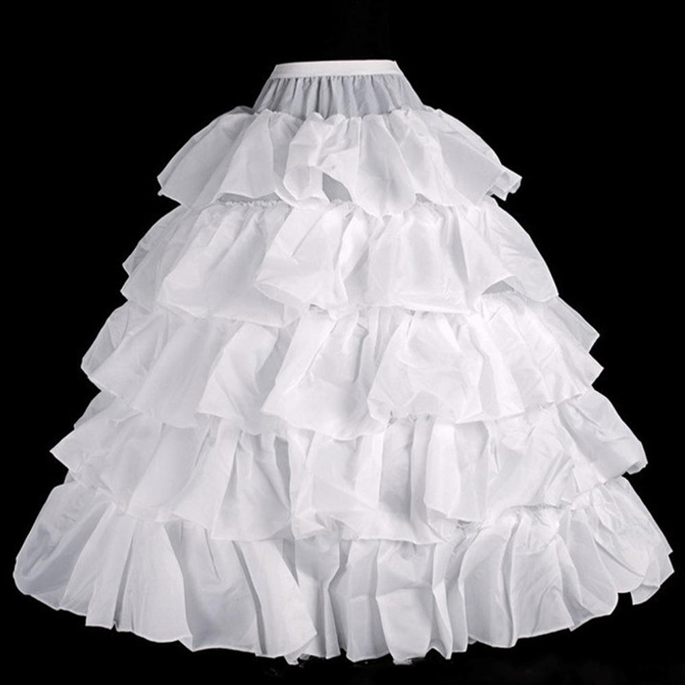 Akcesoria ślubne halka Prom długa suknia balowa krynolina podkoszulek 4 obręcze spódnica halki w magazynie biały czarny czerwony