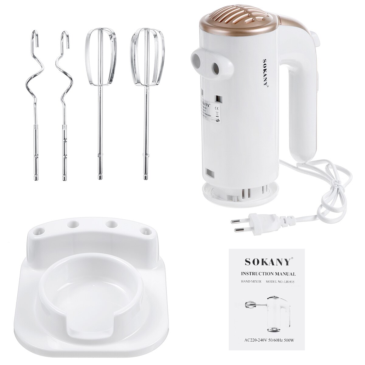 220V Electric Blender Mixer Automatic Food Mixer 5 Speed Dough Mixer Portable Baking Hand Mixer Electric Egg Cake Beater Blender