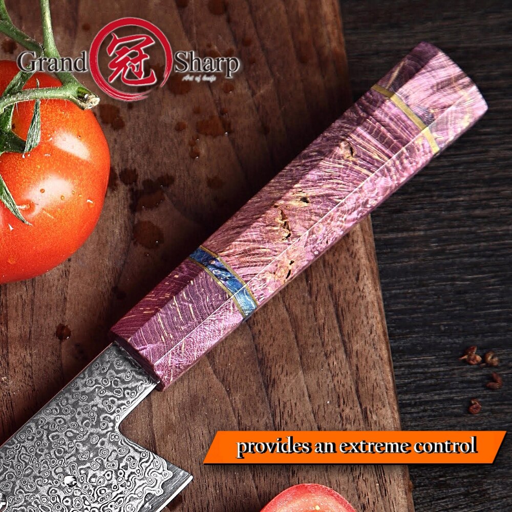 Chef Knife vg10 Damascus Steel Japanese Kitchen Knives Purple Handle Kiritsuke Knife Style cooking Gadgets Home Tools Slice