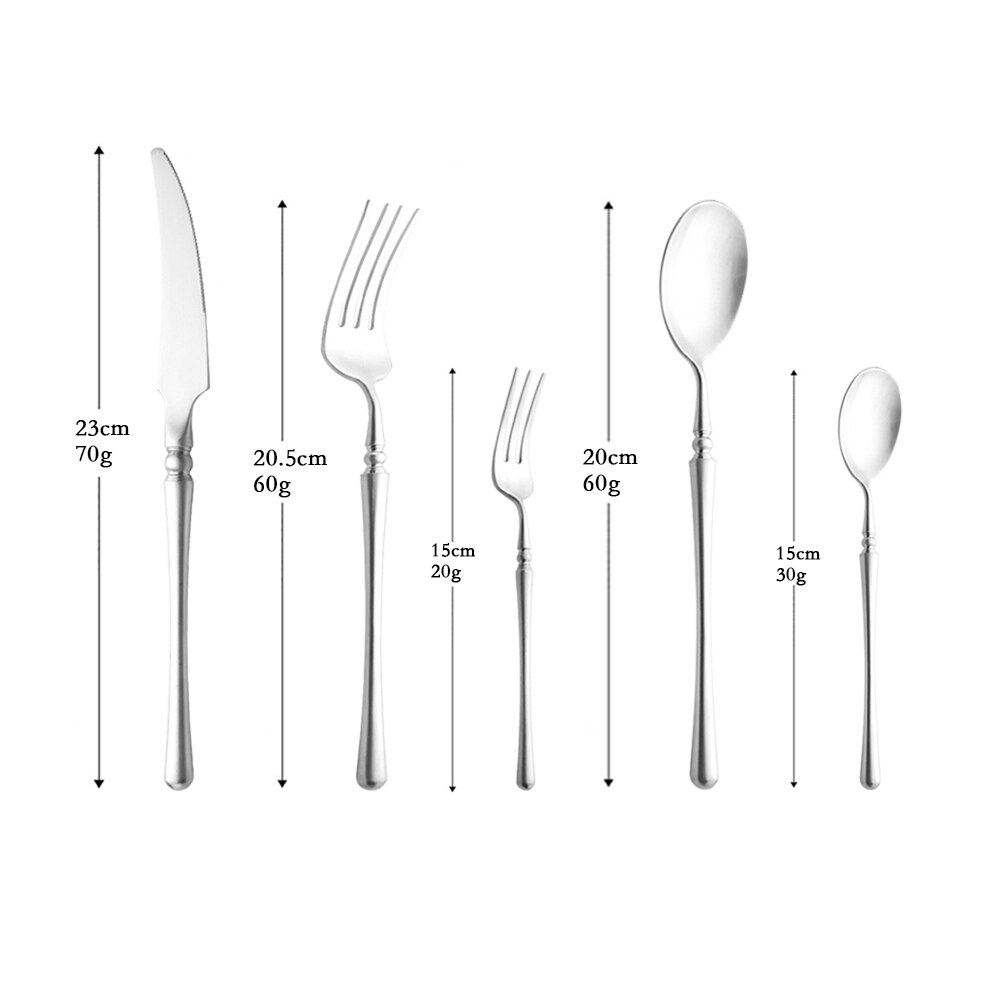 4/5 Pcs Royal Luxury 304 Stainless Steel Western Dinnerware Mate Silver Flatware Cutlery Tableware for Kitchen Hotel: 5Pcs Silver