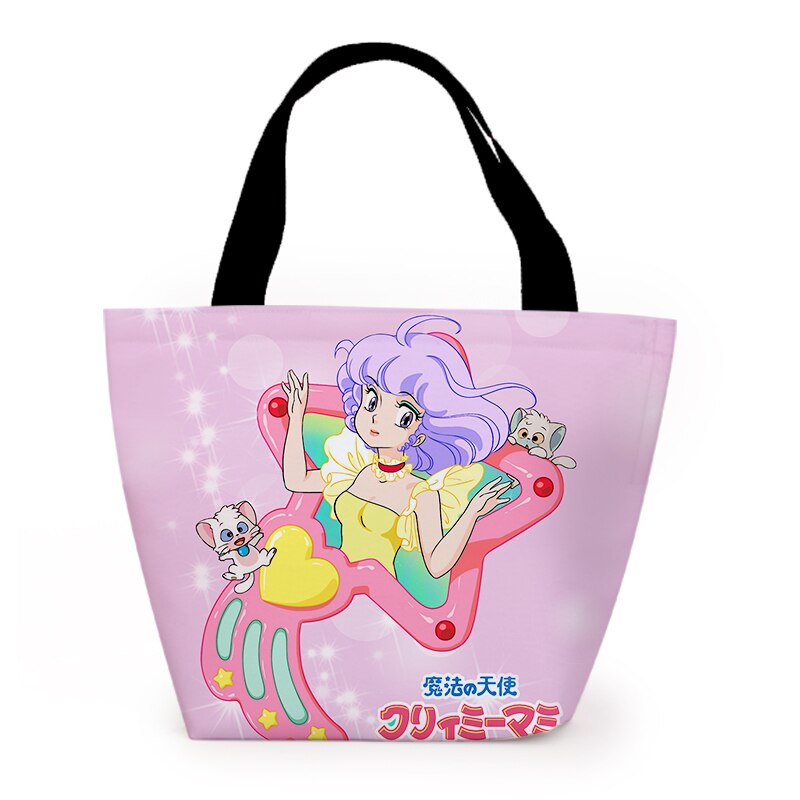 Bolsas de almuerzo portátiles Mami cremosas japonesas para mujeres, bolsa de almuerzo de aislamiento fresco, bolsas de Picnic, caja de almuerzo, bolsa portátil con aislamiento fresco: 16