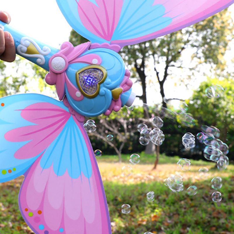 freundlicher Handheld Zauberstab blasiert Maschine Elektrische Schmetterling blasiert Gebläse Hersteller mit Musik Licht freundlicher draussen Garten Spielzeug