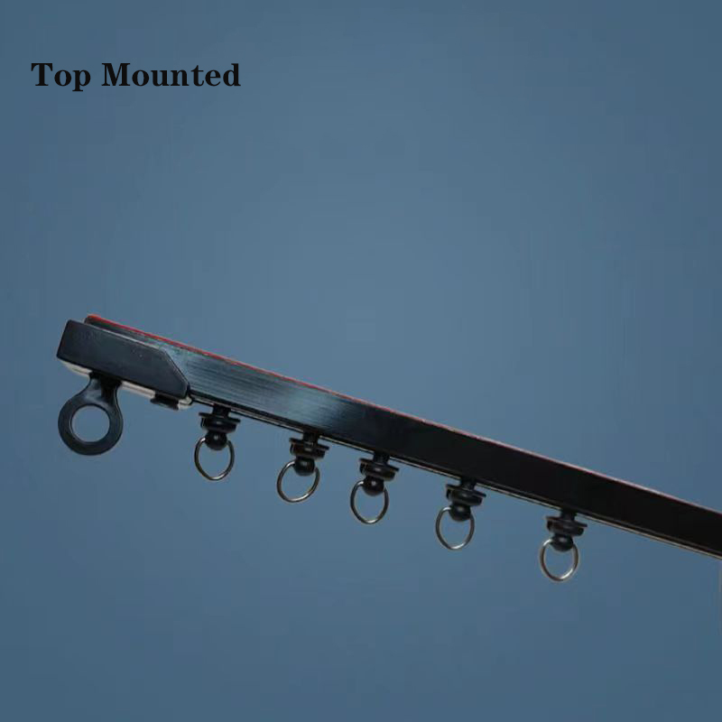 Starke selbstklebende Vorhangschiene ohne Stanzen, geräuschlose Nano-Gleitschiene, oben montiertes, seitlich montiertes Fensterdekor-Zubehör: Rot / 130-240cm