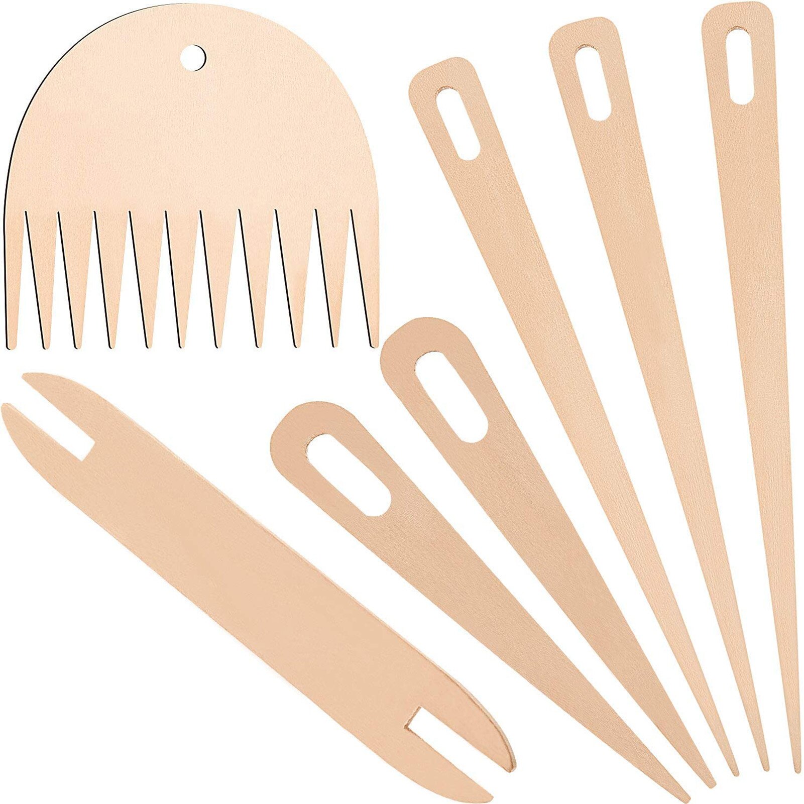 Haaknaalden Set 7Pcs Weefgetouw Sticks Houten Breien Hand Weefgetouw Stok Setknitting Naalden Set Diy Naald Arts Craft Schaar gereedschap: Default Title