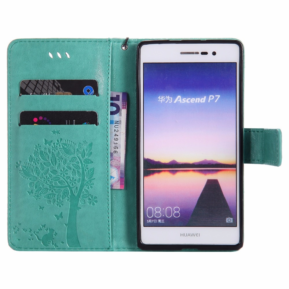 For Huawei P7 Case PU Leather Wallet Flip Stand Cover 3D Tree For Huawei P7 P7-L00 P7-L05 P7-L10 P7-L11 Phone Cases Fundas