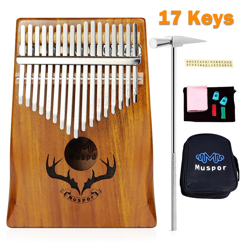 17 Keys EQ kalimba Thumb Piano Link Speaker Electric Pickup calimba Bag Cable Solid Natural Wood Kalimba Musical Instrument