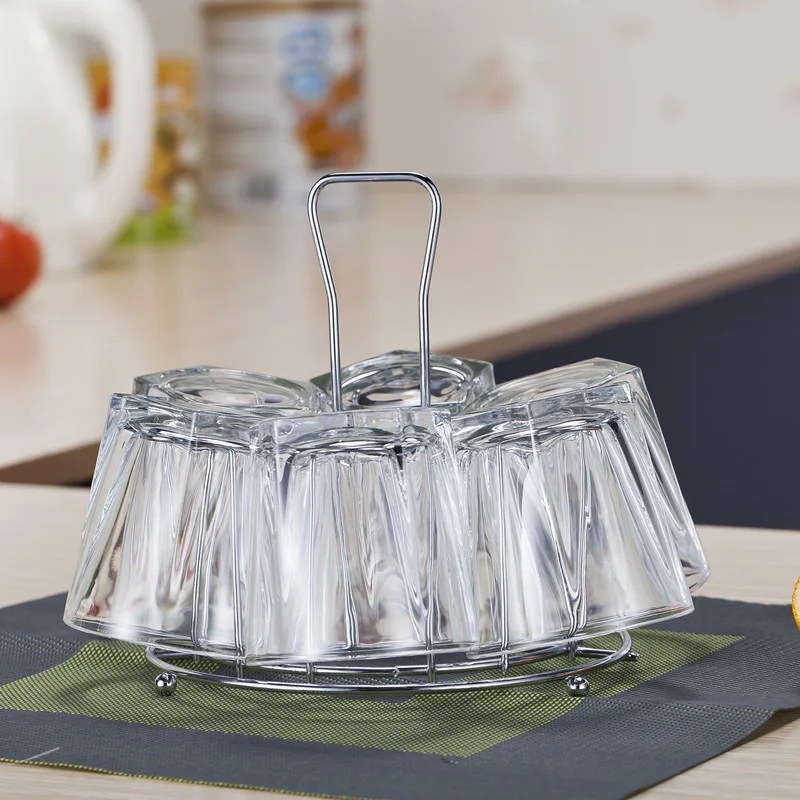 Rustfrit stål 6 kopper krus glas stativ holder tørring hylde hjem køkken hængende afløb opbevaring rack tilbehør