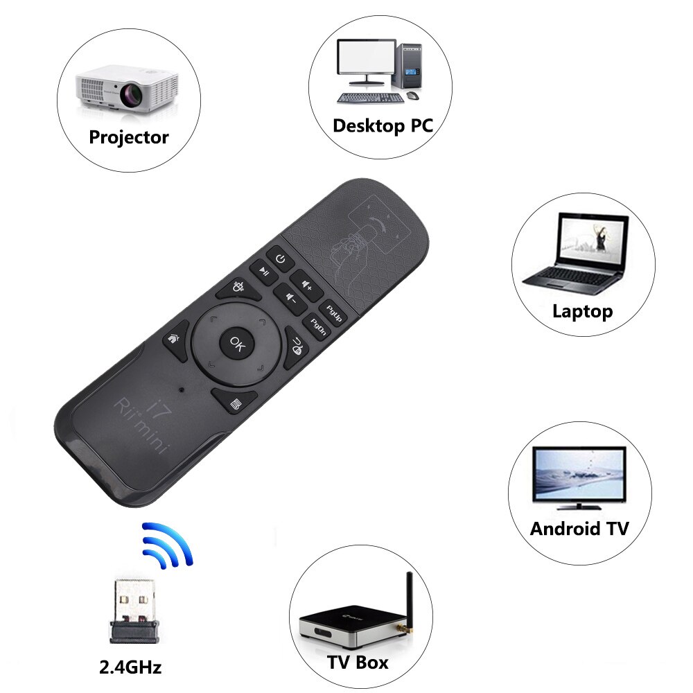 Originele Rii I7 2.4G Draadloos Toetsenbord Fly Air Mouse Gaming Motion Sensing Ingebouwde 6-Axis Remote control Voor Android Tvbox