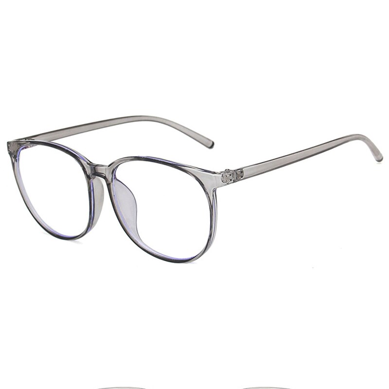 Oversized Round Horn Rimmed Eye Glasses Clear Lens Oval Frame Anti-Blue Anti Eyestrain Headache for Reading/Gaming LL@17: Gray