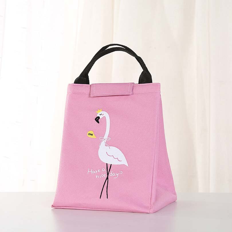 Leaf Pattern Waterproof Oxford Tote Lunch Bag Large Capacity Thermal Food Picnic Lunch Bags for Women kid Men Cooler Lunch Box: Pink