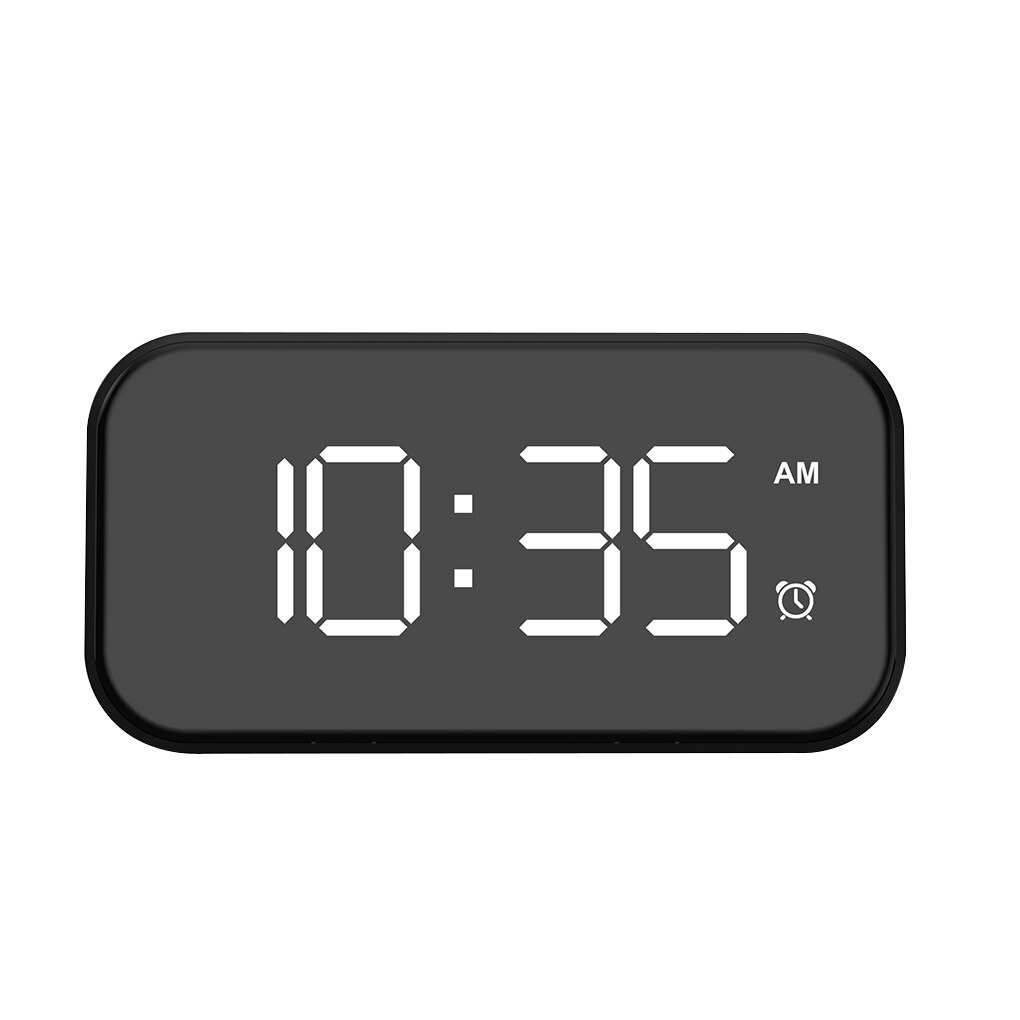 LED Digital Alarm Clock Mirrored Snooze Time Calendar with Adjustable Lighting Modern Electric Table Clock