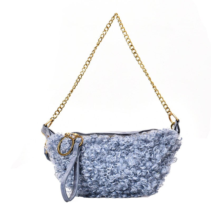 Dames kleine borsttas zachte pluche dames handtas ketting schoudertas messenger bag