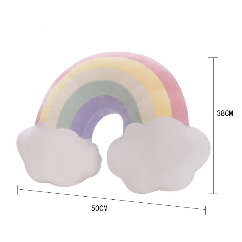 Cilected Multicolor Rainbow Cloud Pillow Living Room Bedroom Sofa Bed Cushion Office Cute Napping Pillow Stars Plush Toy: PC026-2