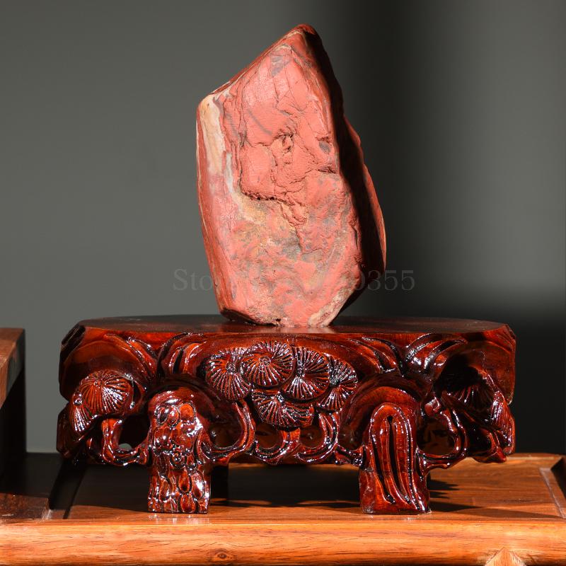 Buddha statue root carving stone base solid wood can be trough vase flower pot bonsai round jade stone base bracket