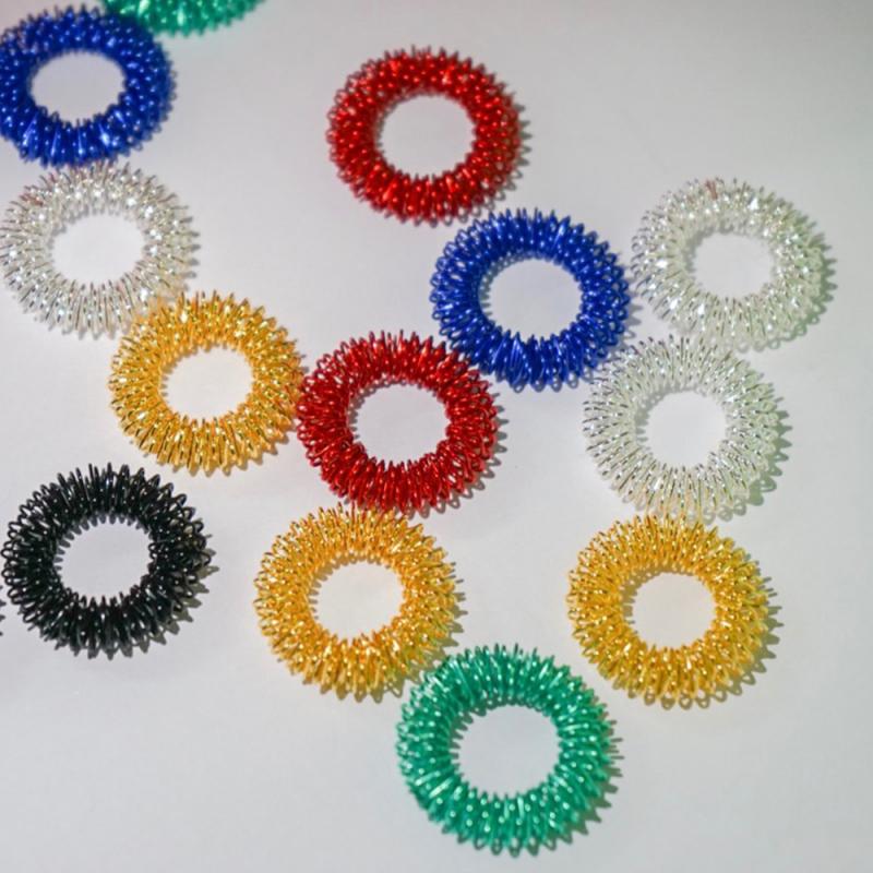 Finger Ring Toy Stress Relief Sensory Spring Fingers Rings Stress Anxiety Relief Finger Toys Spiky Finger Ring/Acupressure Ring