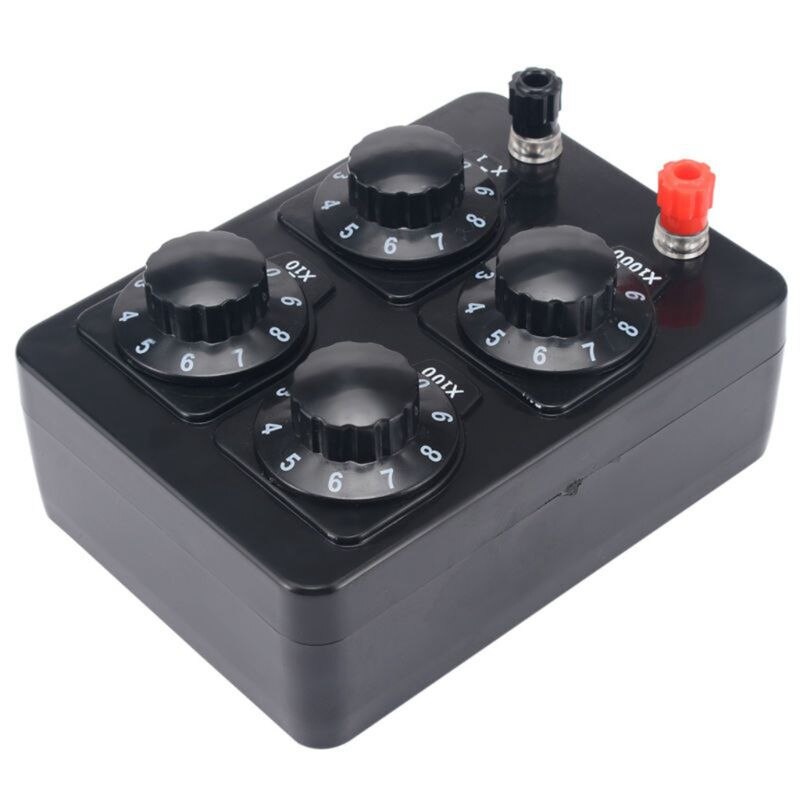 Caja de resistencia Simple de 0-9999 Ohm, instrumento de enseñanza de resistencia de década Variable de precisión