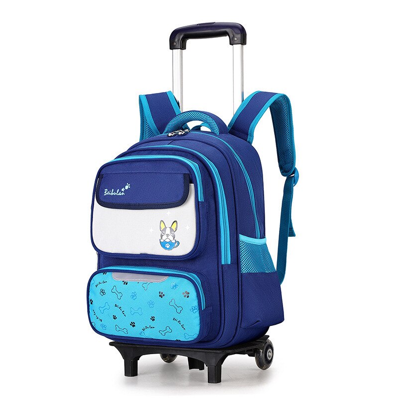 Afneembare trolley schoolrugzak tassen met wieltjes kinderschooltas jongens basisschoolrugzakken meisjes schooltassen sac a dos enfant: 2 wielen hemelsblauw