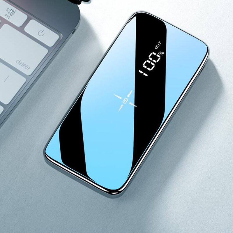 Quick Charge Wireless Power Bank Dual USB Mirror Screen 30000mAh Wireless Charger Powerbank Bateria External For iphone8 X