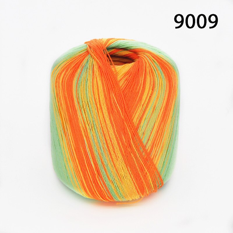50g/ kugle bomuld metallisk blonder regnbuegarn farverig tynd tråd til hækling strikning  by 1.55mm hæklenåle: 9009