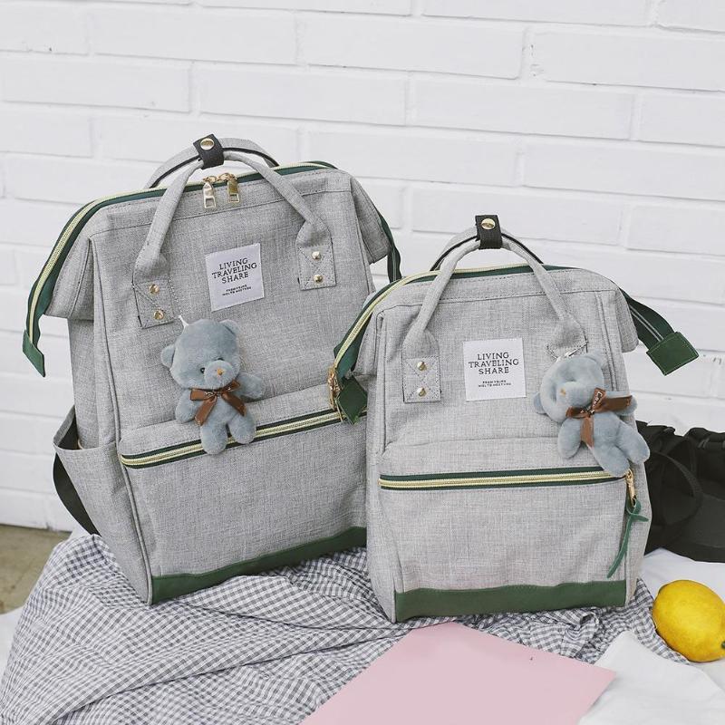 Mochila escolar feminina, 2 tamanhos, estilo coreano, de lona, para laptop, sacos de viagem