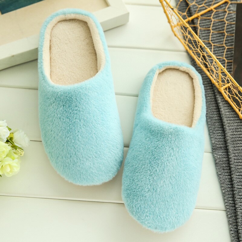 Zapatillas mujer Zapatillas interior Casa de peluche suave de algodón lindo Zapatillas Zapatos antideslizante piso casa sandalias deslizante para Mujeres para el dormitorio: 1 Pair Blue / 42-43