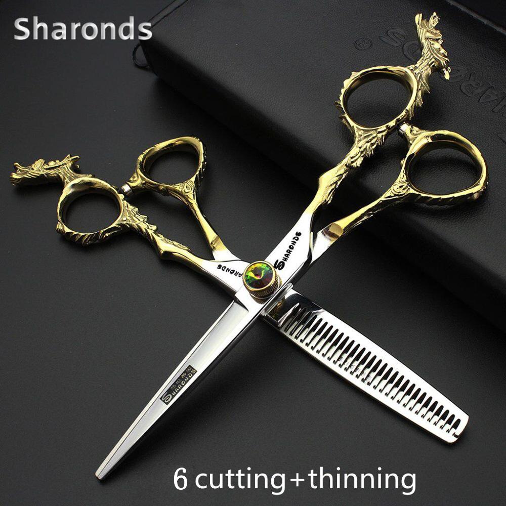 Sharonds 6 inch Japan Hair Cutting Scissors Barber Makas Scissors Salon Thinning Scissors Set