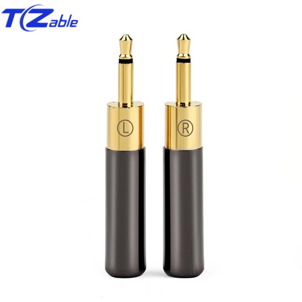 2.5MM Mini Jack Headphone Adapter Gold-Plated Plug Audio Connector Mono Male HD700 HE400i DIY Jack Solder High Fidelity Plug: Black / 1 pair