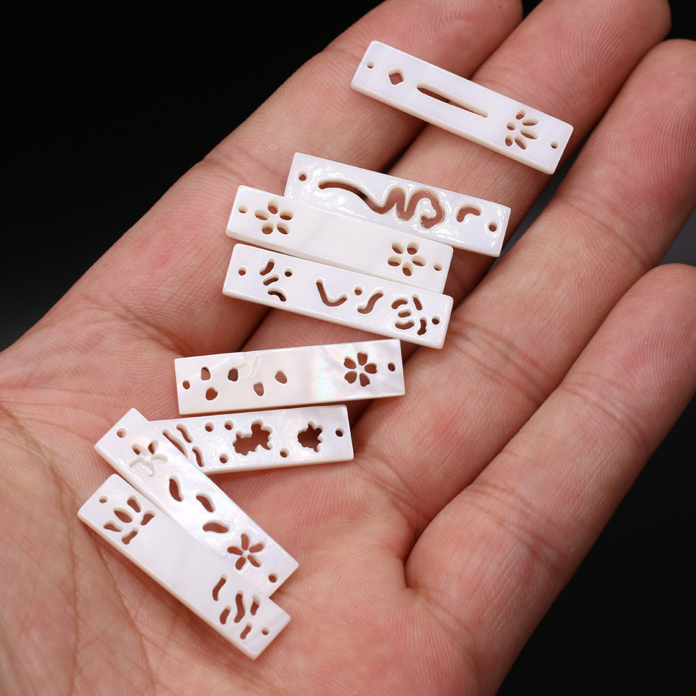 Natuurlijke Witte Schelp Hanger Rechthoek Parelmoer Twee-Gat Connector Voor Sieraden Maken Diy Oorbel Ketting Accessoires