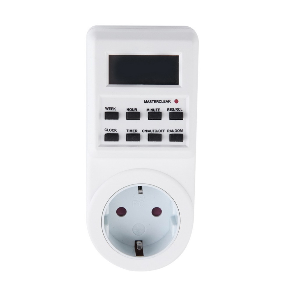 230V Stecker Schalter Buchse Neue Stecker-in Programmierbare Timer Schalter Buchse mit Uhr Sommer Zeit Zufällig Funktion oben
