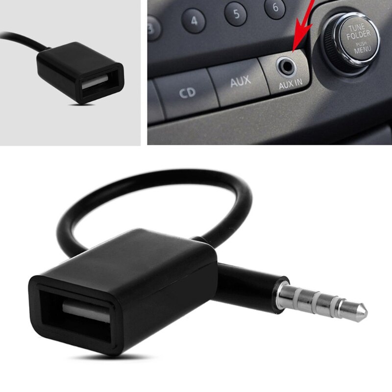 3.5Mm Male Aux Audio Plug Jack Naar Usb 2.0 Female Converter Cable Cord Fr Auto MP3