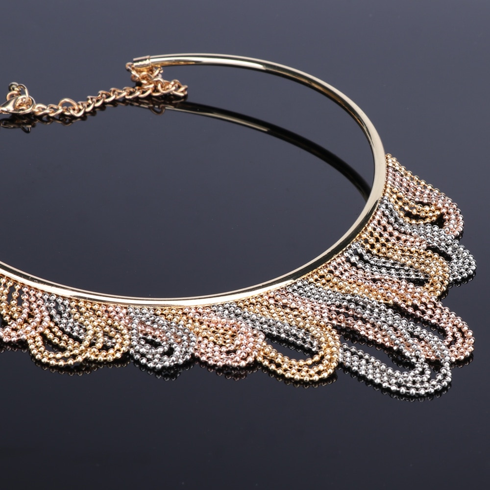 Nigerian Wedding African Beads Jewelry Sets Crystal Necklace Sets Gold Color Jewelry Set Wedding Accessories Party