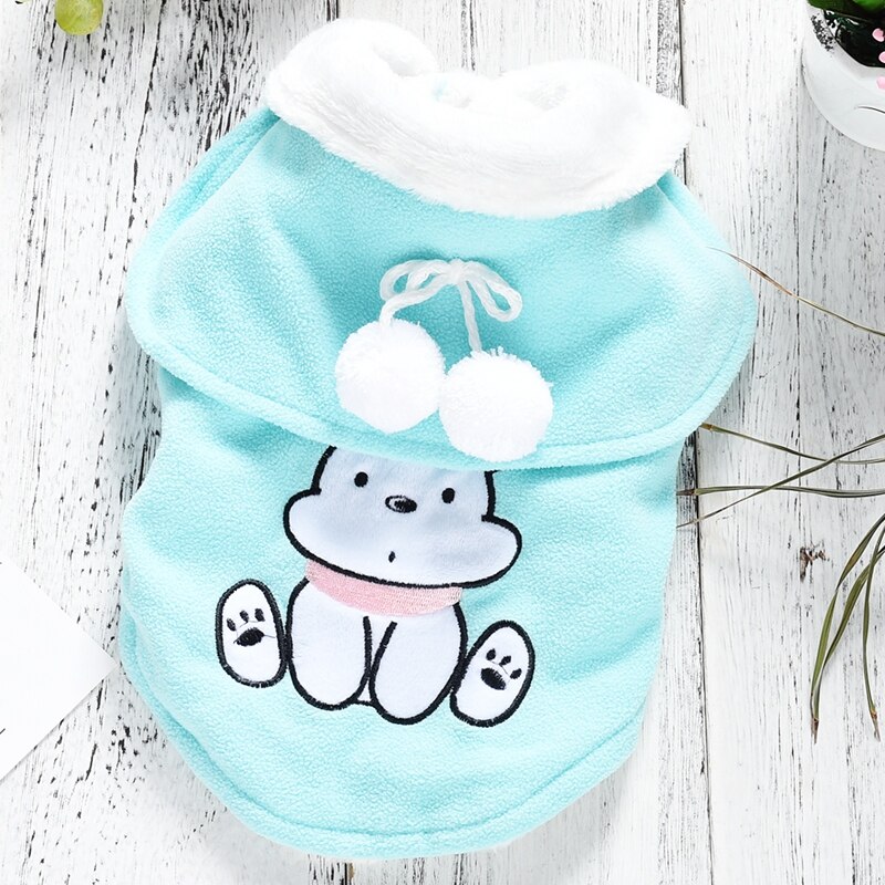 Vestes d'animaux en lapin mignon pour fille et garçon, costumes d'hiver de princesse verte rose, costumes chauds pour Chihuahua Yorkshire
