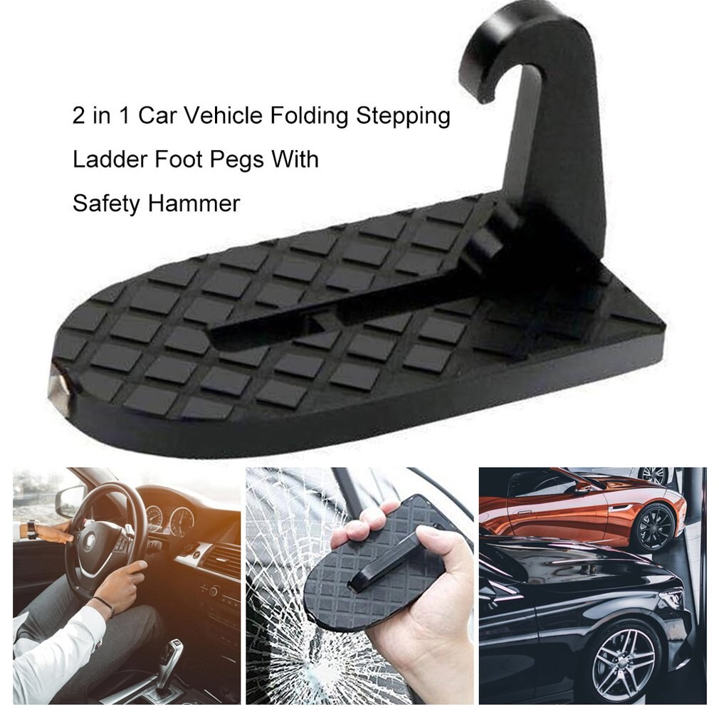 Escalón plegable 2 en 1 para coche, Pedal auxiliar para techo de coche, estacas para Pedal con martillo de seguridad, fácil de acceso
