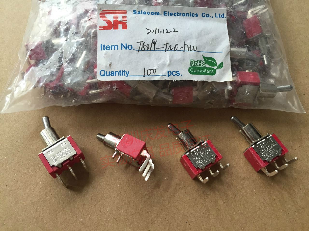Taiwan SH Hing Han T80-T druckschalter miniatur 2 dateien 5-Bein 3A250V schütteln kopf schalter