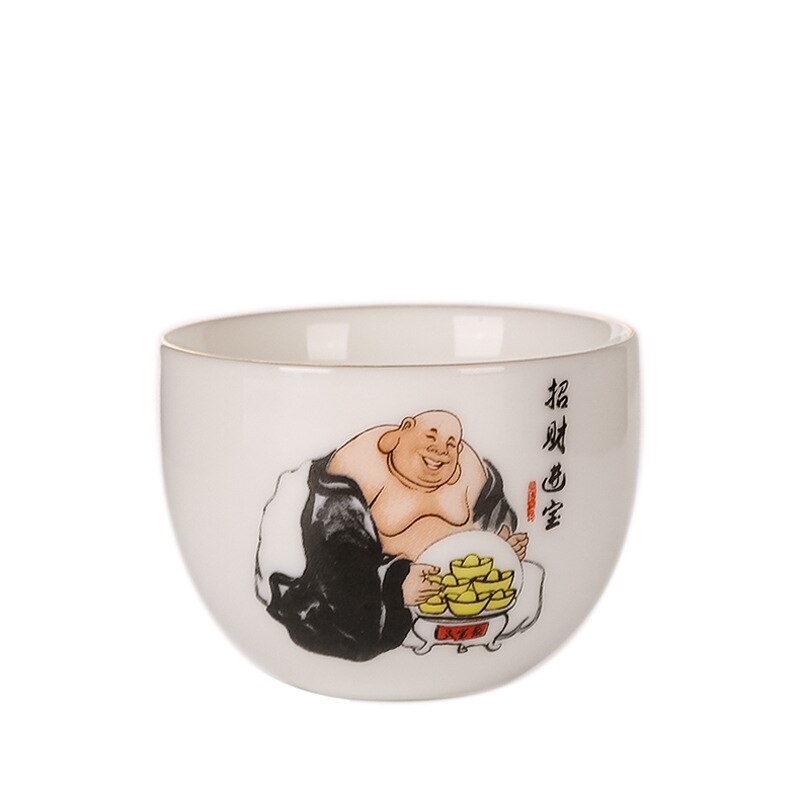 Taza de cerámica de jade Suet hecha a mano, taza de meditación Personal de viaje, tazón de té pintado a mano, juego de té Pu'er Master Cup