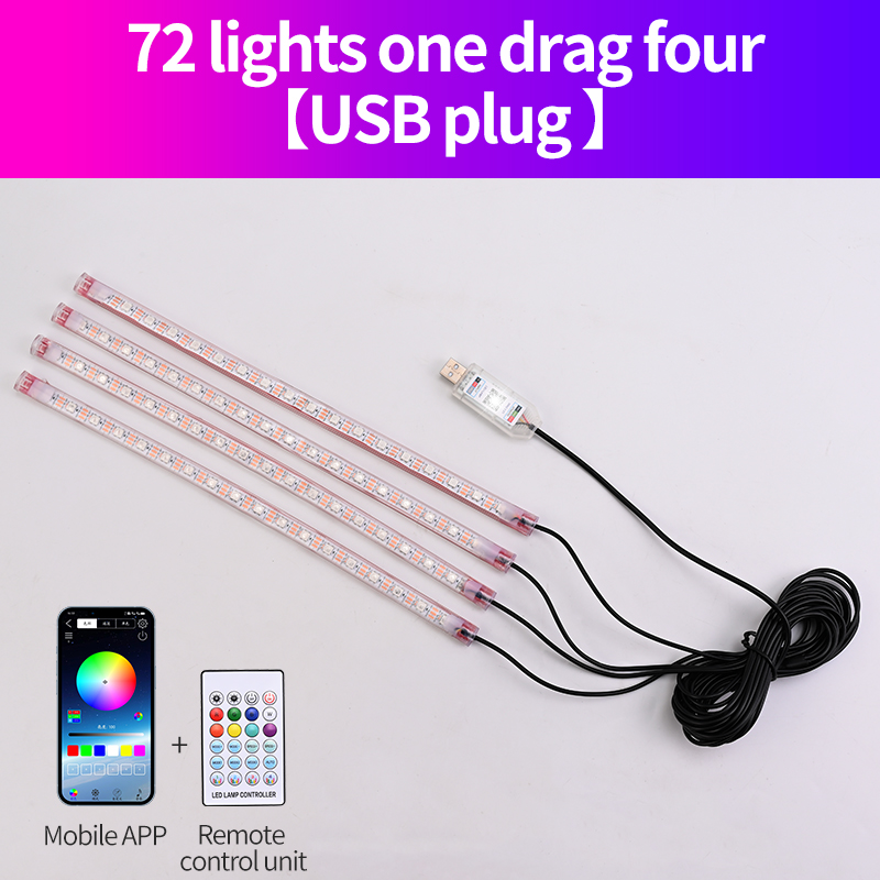 Tira de atmósfera para el pie del coche, luz LED con aplicación remota, Control, iluminación USB, sincronización de música, brillo ajustado, luz ambiental libre, 1 Uds.: Color blanco cálido