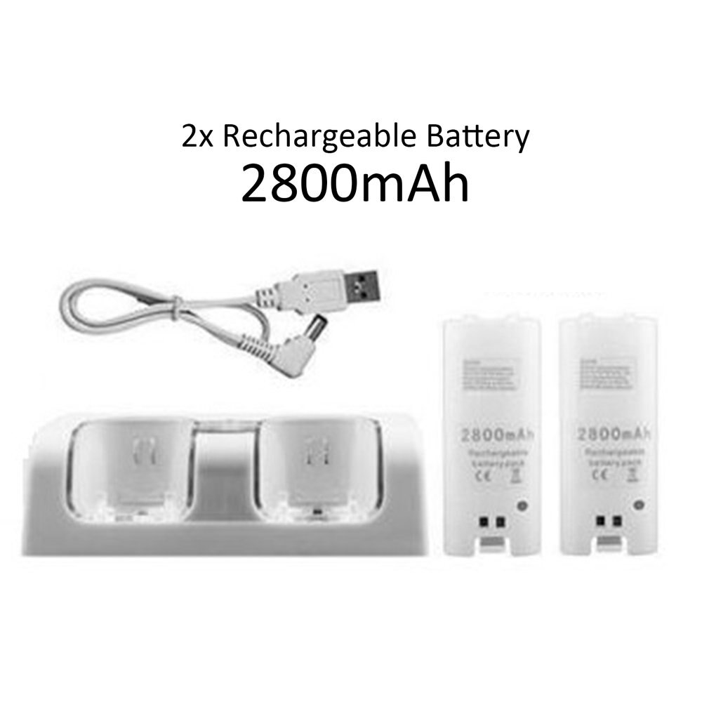 Para la estación de carga del cargador del mando a distancia de WII + 2 baterías accesorios del juego: white two batteries