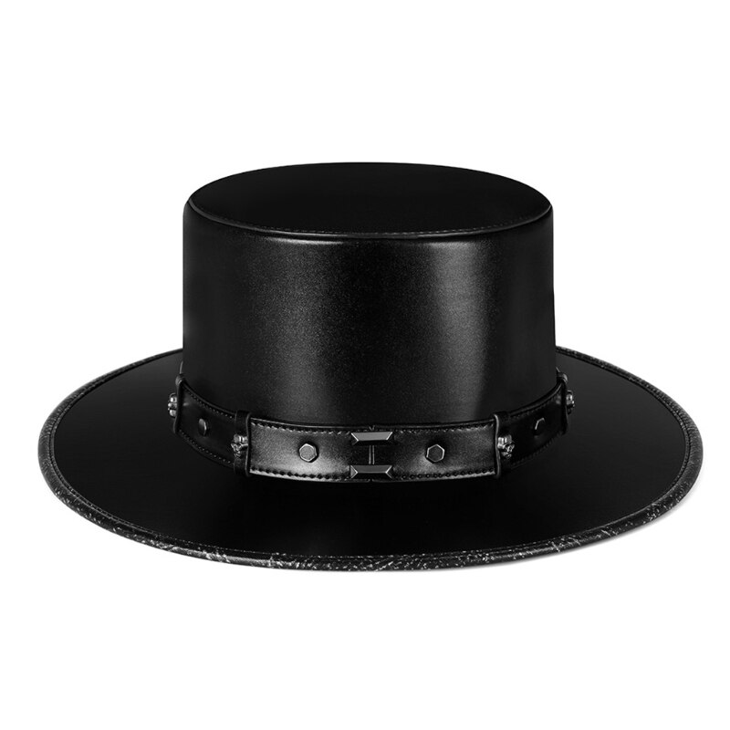 Steampunk Hoed Gothic - Magische Hoed, Steampunk Cup Hoed voor Mannen Platte Vintage Hoed met Bril, Steampunk Cuphoed, Steampunk D
