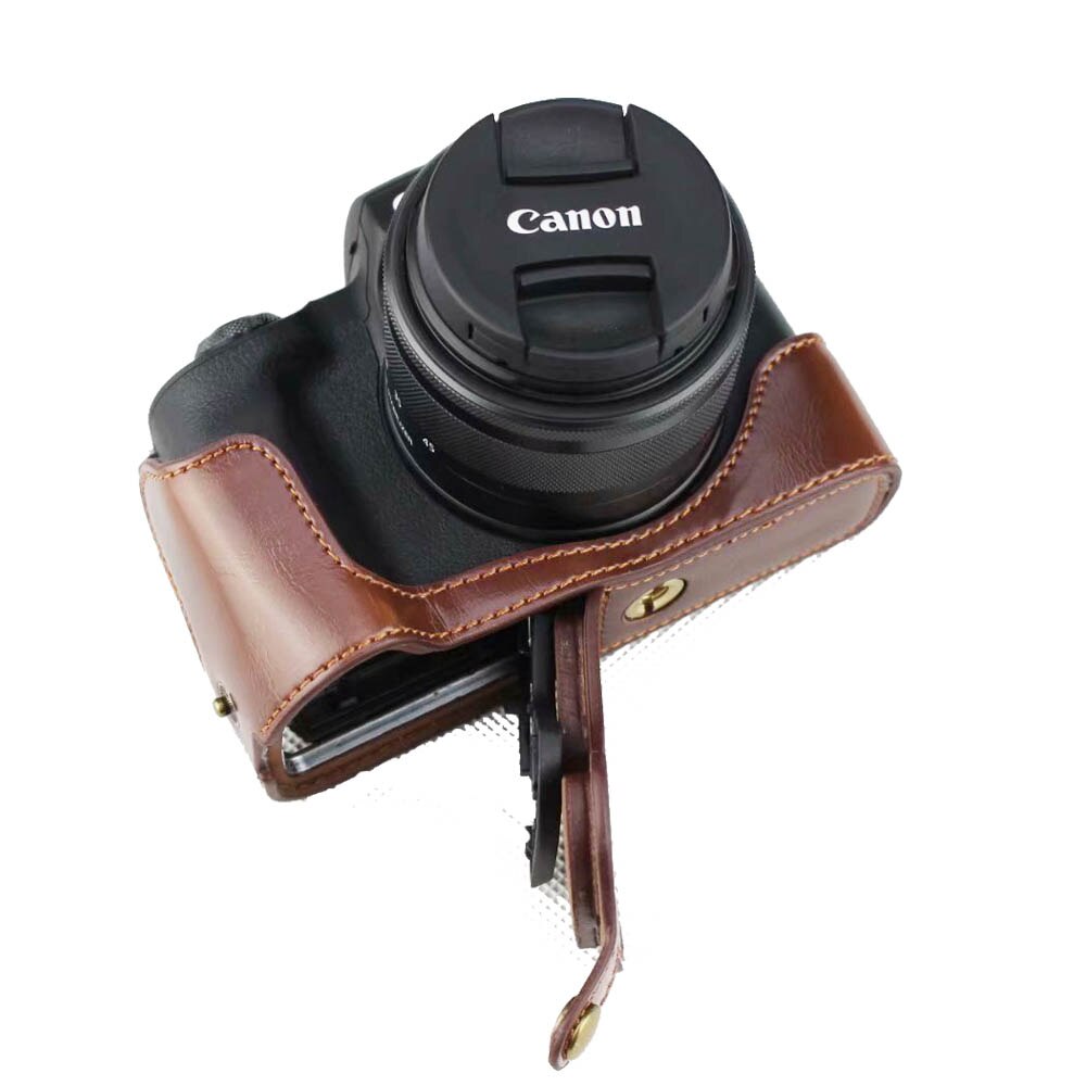 Funda de cuero PU para cámara Canon EOS M50 M50 Mark II EOSM50, 3 colores, cubierta de medio cuerpo, batería abierta, negro, café y marrón