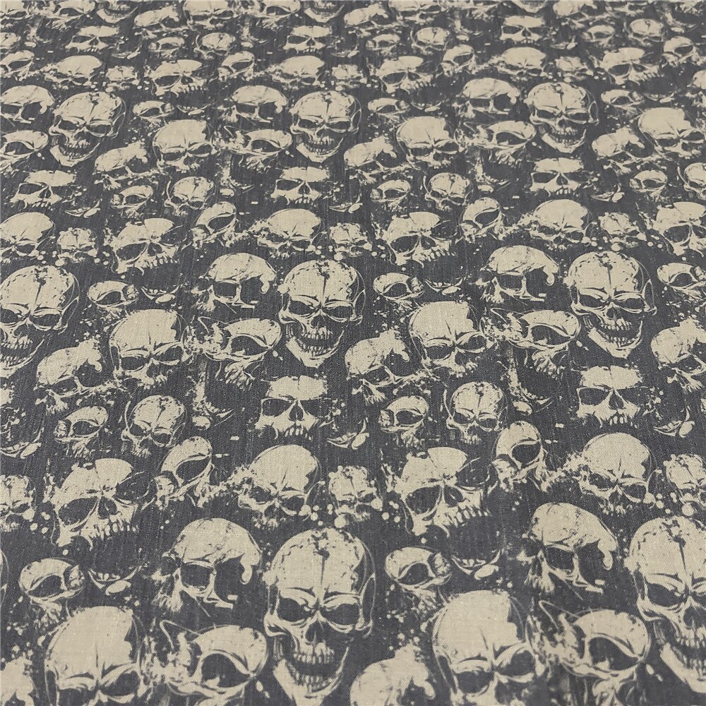 Echarpe En Coton Doux Freak Scene - Crâne Noir Sur Blanc - Tissu Carré Polyvalent