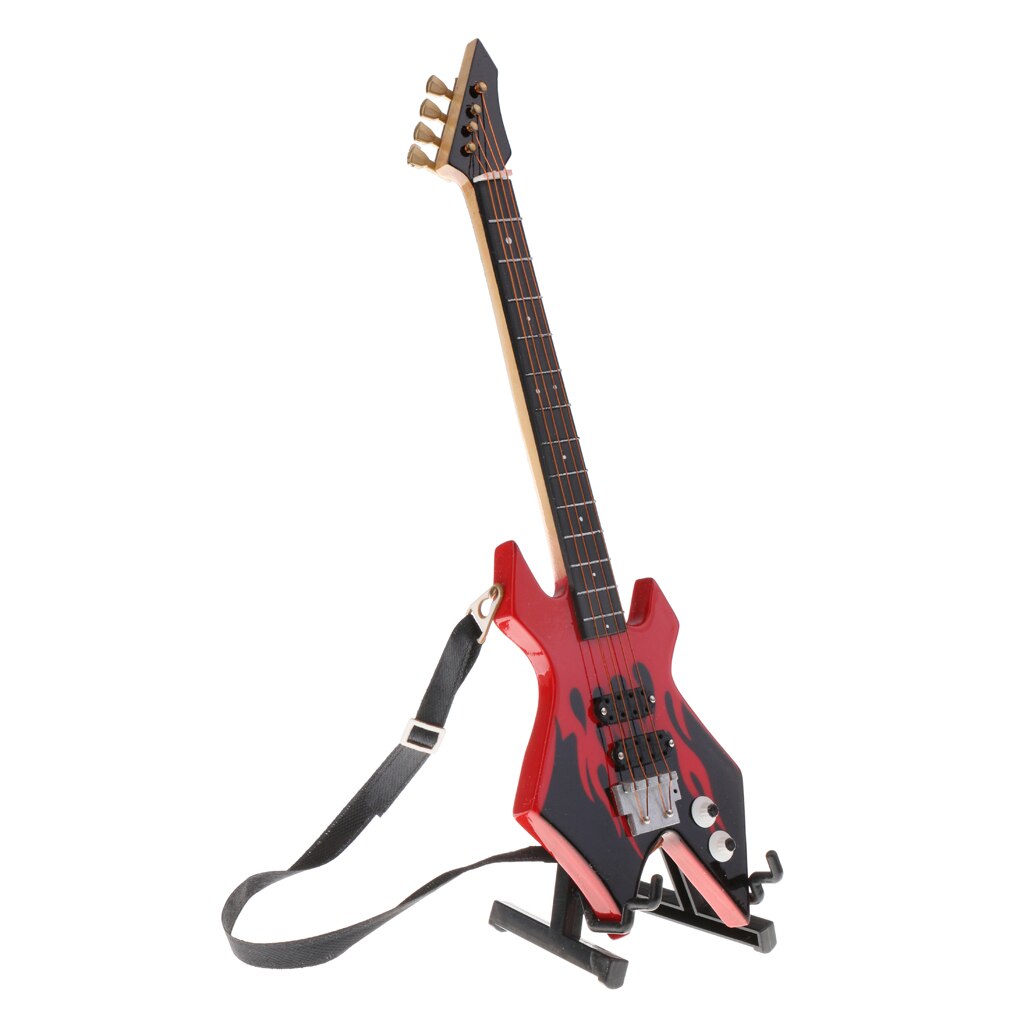 Modelo de Bajo Eléctrico de madera 1/6, Miniatura Musical para figuras de acción