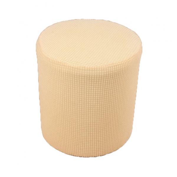 Hoes stretch ottoman meubelbeschermer ronde bank bankhoes grijs: Beige