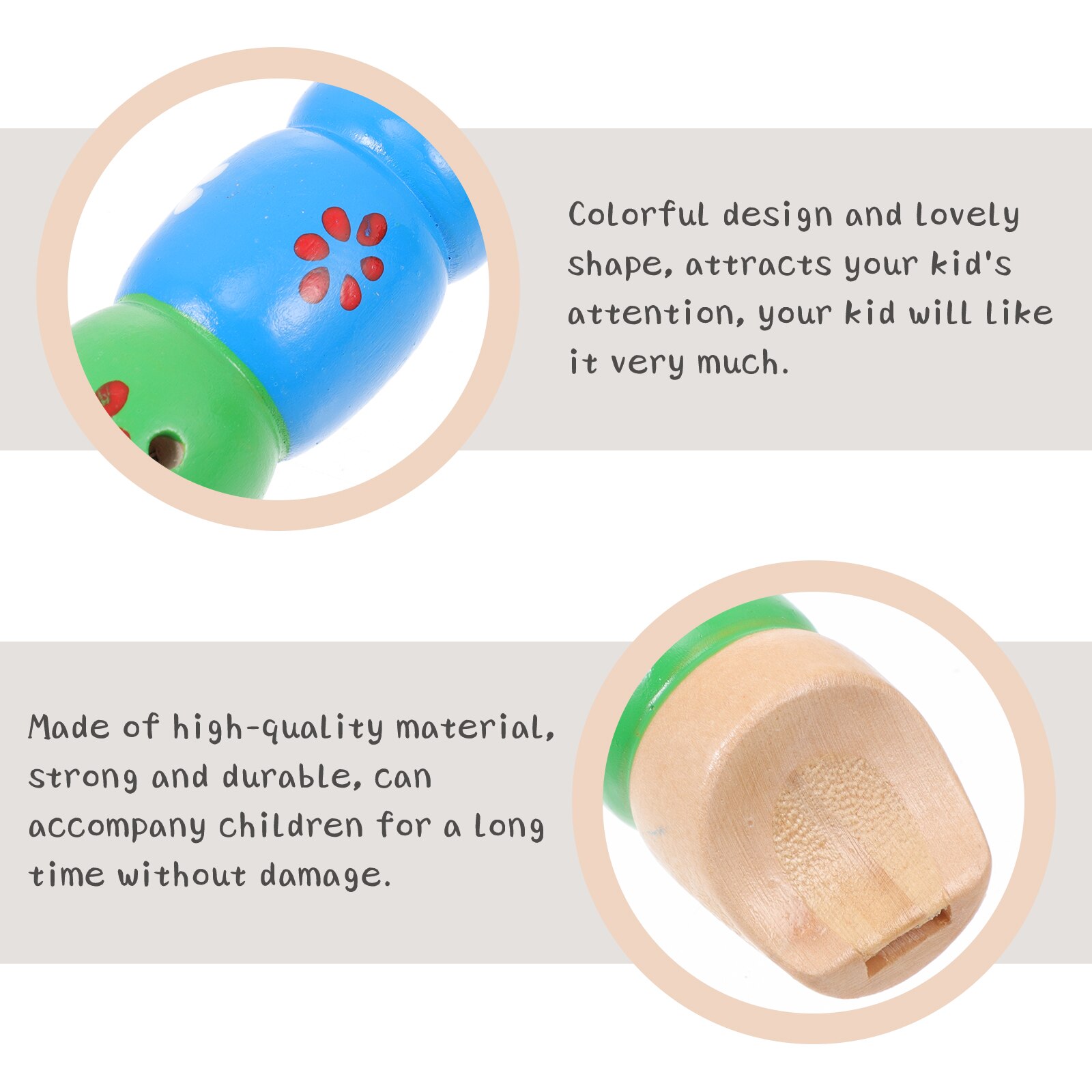 2Pcs Wooden Flute Cartoon Flute Musical Flute Blowing for Kids School Home